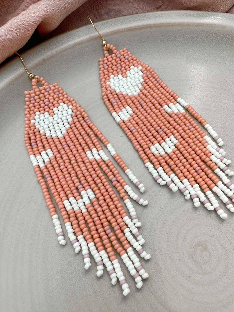 Lots of Love Earrings- Coral & Cream