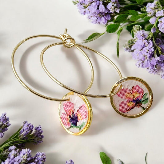 Wisteria Bloom Hoops- Pink