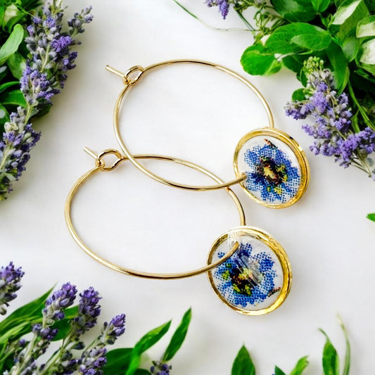 Wisteria Bloom Hoops- Blue