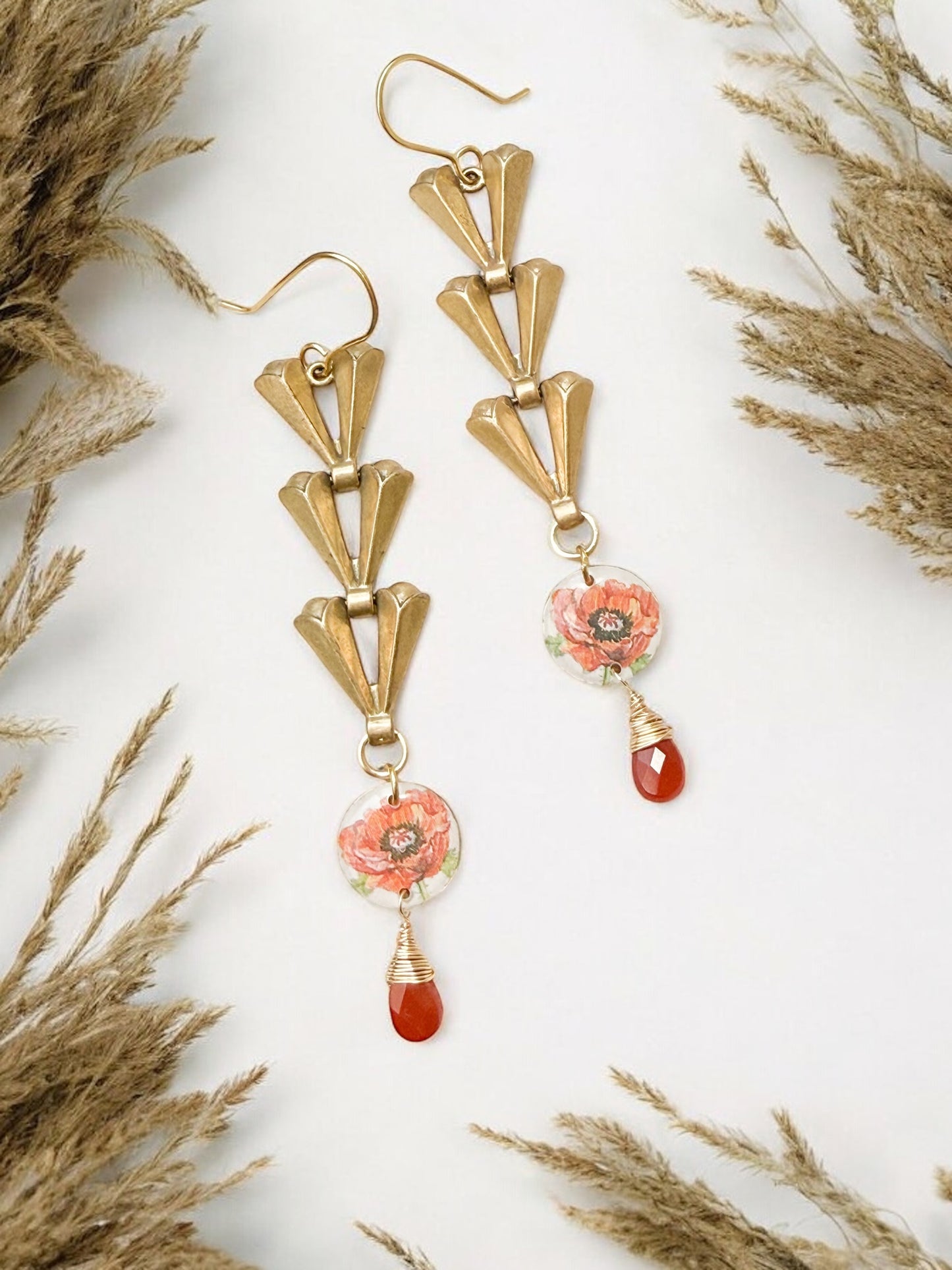 Art Deco Poppy Earrings