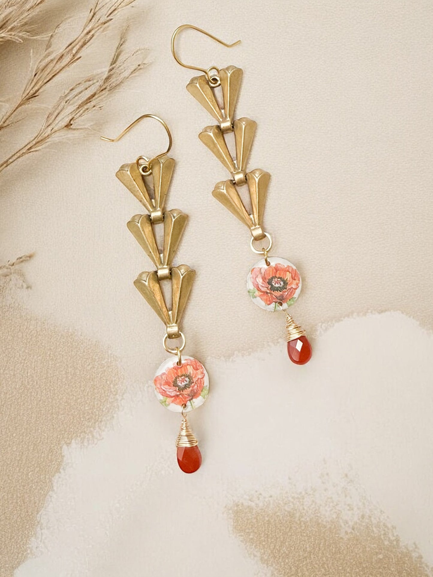 Art Deco Poppy Earrings