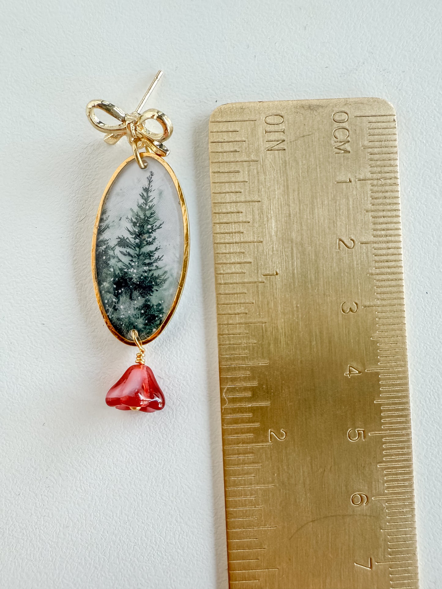 Winter Evergreen Bow Earrings