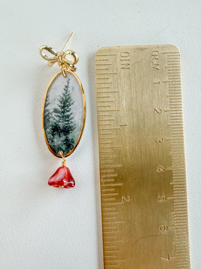Winter Evergreen Bow Earrings