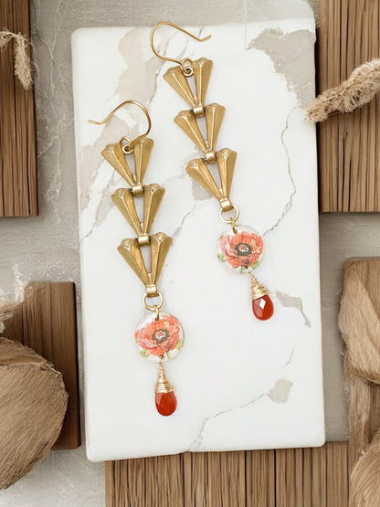 Art Deco Poppy Earrings