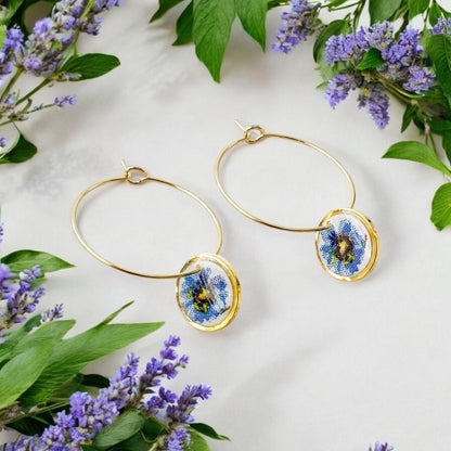 Wisteria Bloom Hoops- Blue