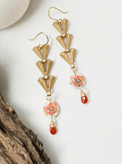 Art Deco Poppy Earrings