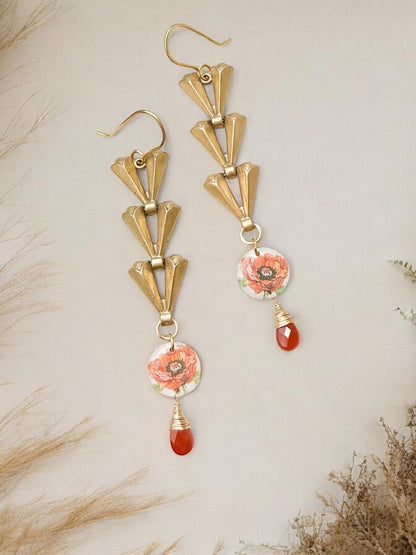 Art Deco Poppy Earrings