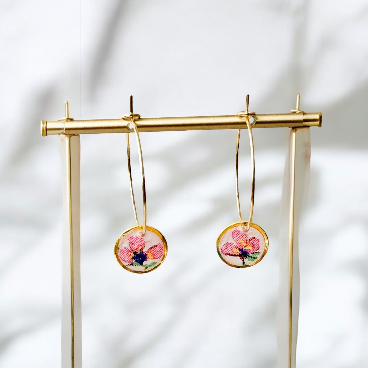 Wisteria Bloom Hoops- Pink