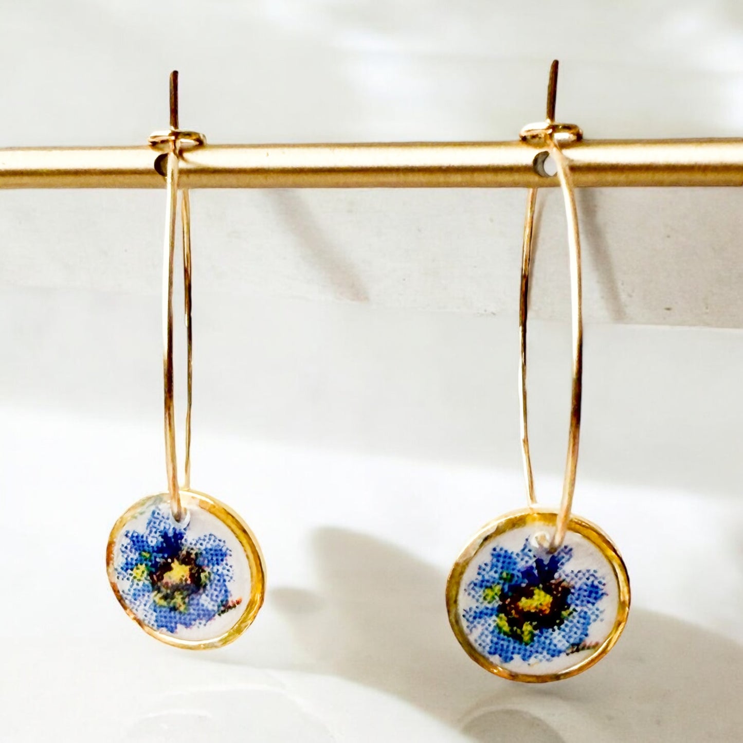 Wisteria Bloom Hoops- Blue