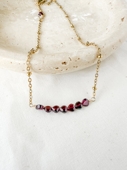 Vivienne | Garnet Bar Necklace
