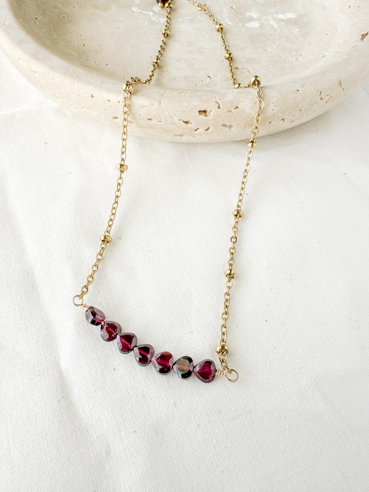 Vivienne | Garnet Bar Necklace