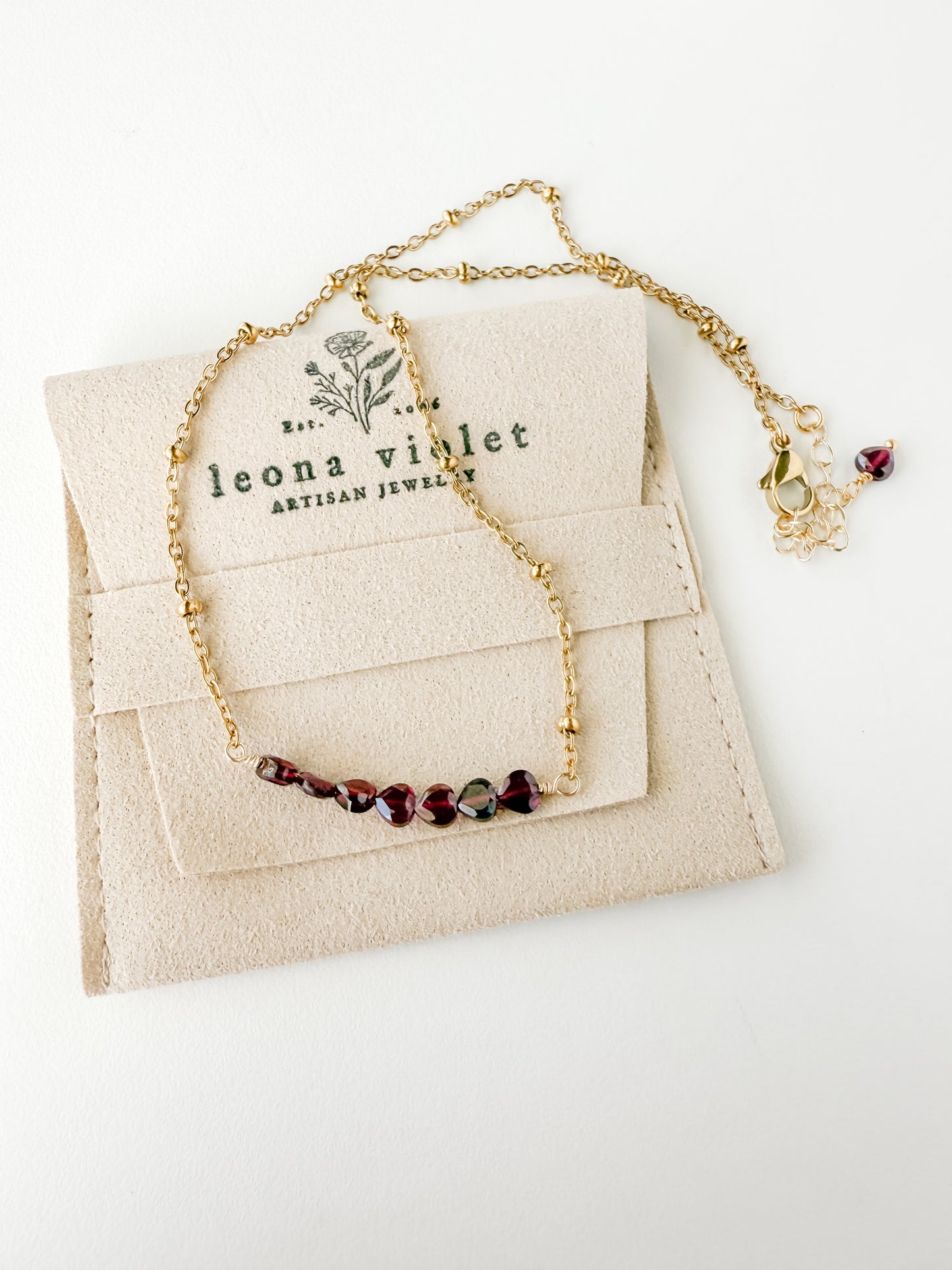 Vivienne | Garnet Bar Necklace