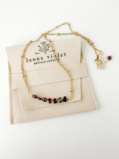 Vivienne | Garnet Bar Necklace