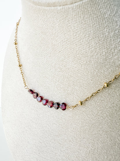 Vivienne | Garnet Bar Necklace