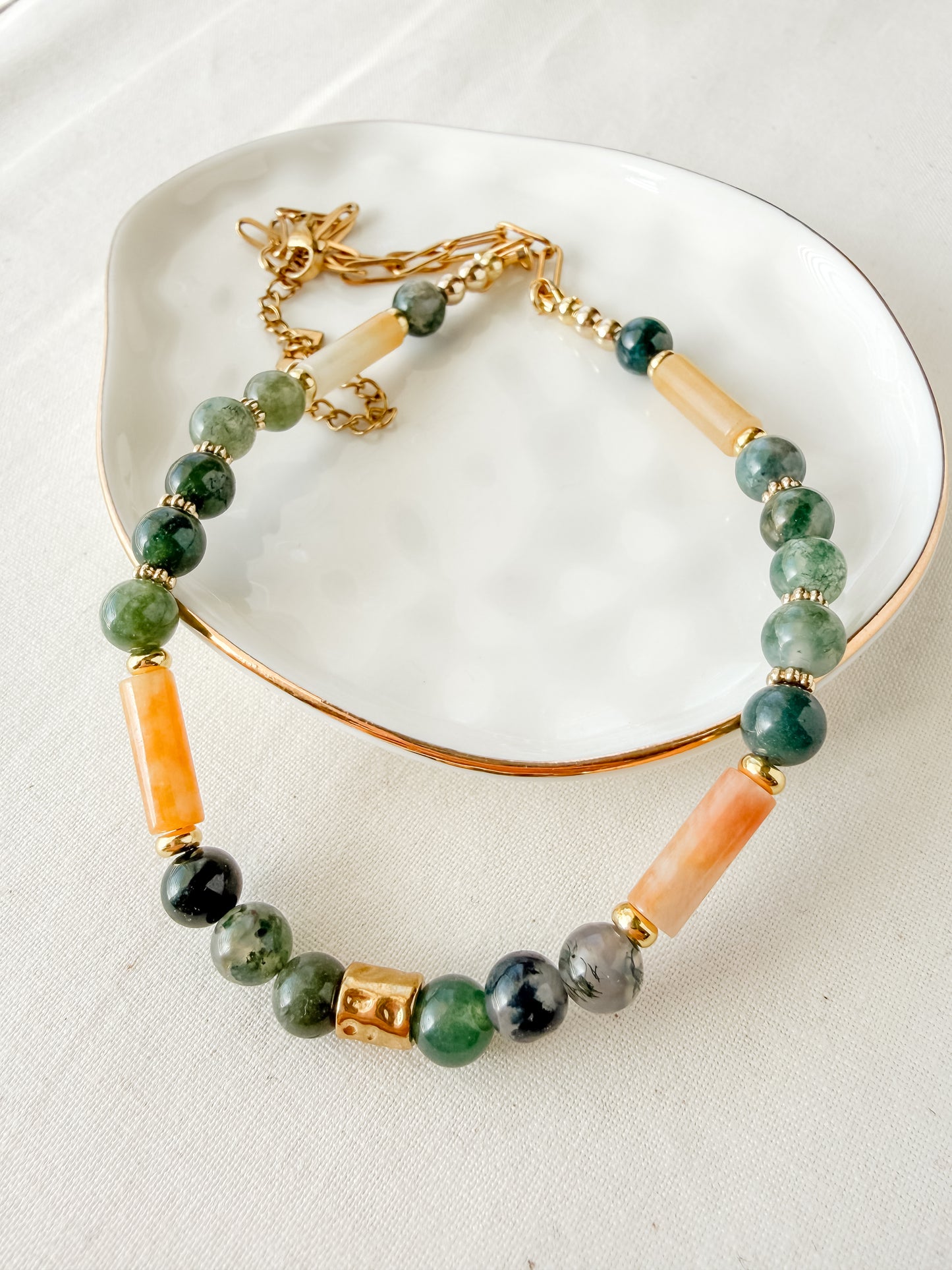 Sunlit Forest | Moss Agate + Yellow Jasper Necklace