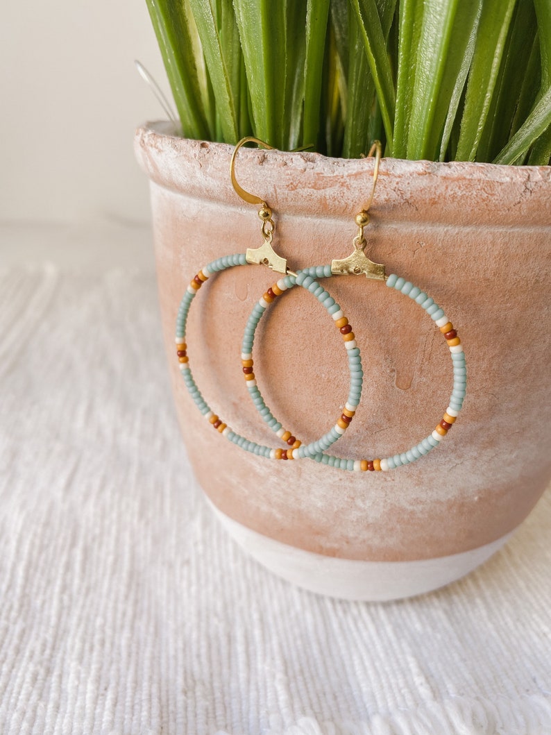 Desert Rose Beaded Hoops