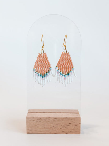 Sweetheart Tiny Fringe Earrings- Coral