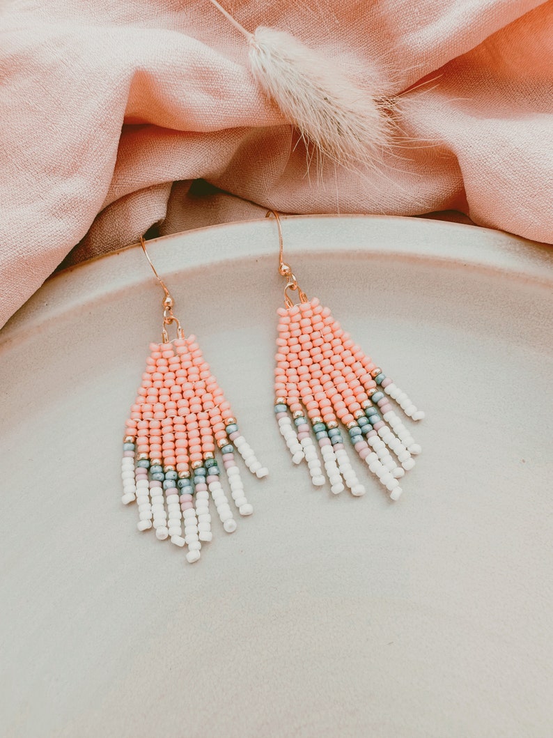 Sweetheart Tiny Fringe Earrings- Coral