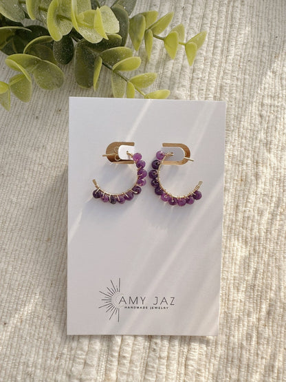 Diana Amethyst Crescent Hoops