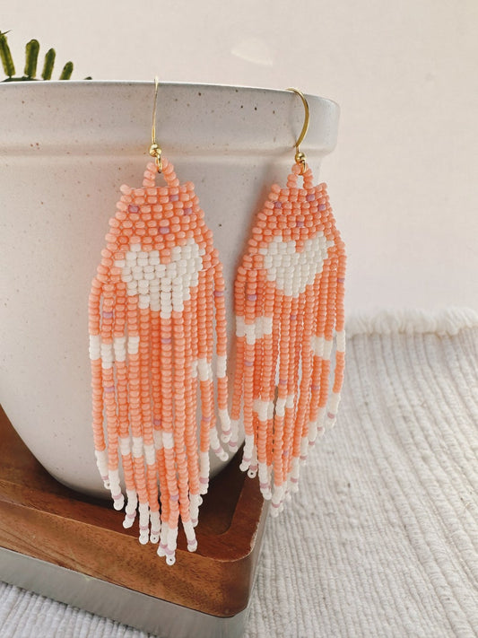 Lots of Love Earrings- Coral & Cream