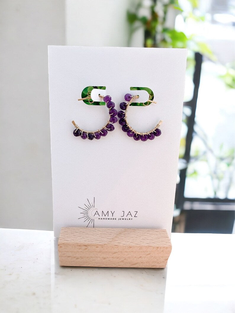 Diana Amethyst Crescent Hoops