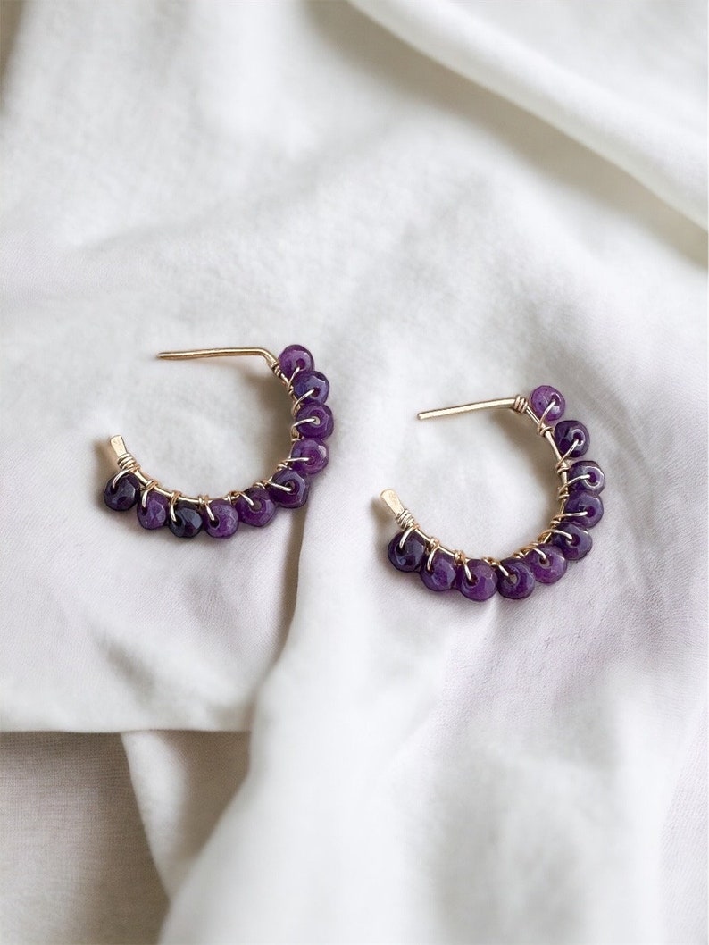 Diana Amethyst Crescent Hoops