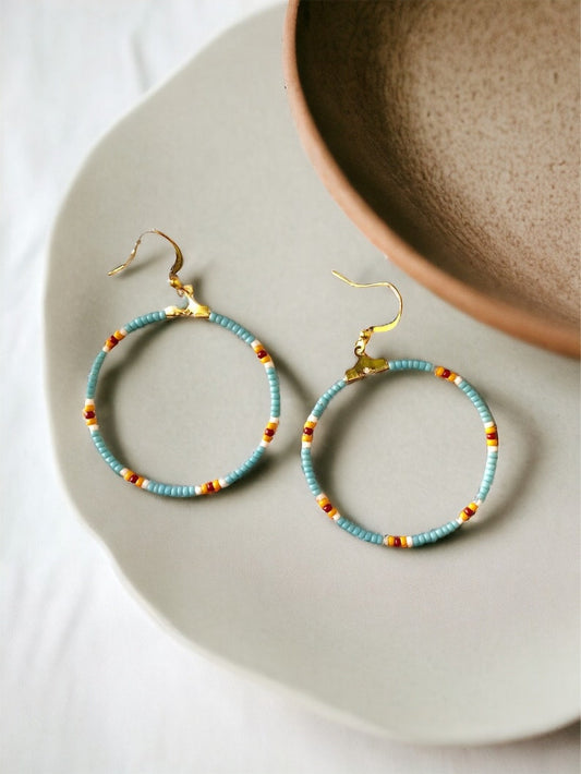 Desert Rose Beaded Hoops