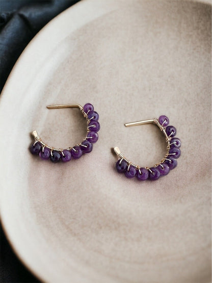 Diana Amethyst Crescent Hoops