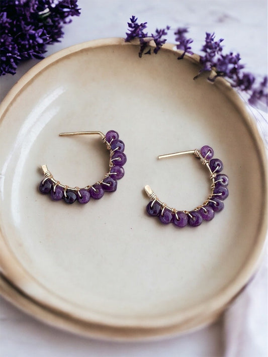 Diana Amethyst Crescent Hoops