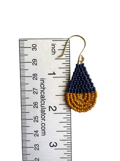 Navy & Mustard Colorblock Teardrop Earrings