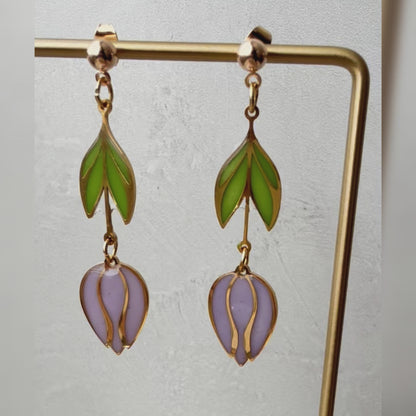 Stained Glass Tulip Earrings