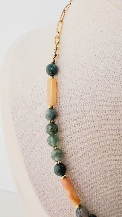 Sunlit Forest | Moss Agate + Yellow Jasper Necklace